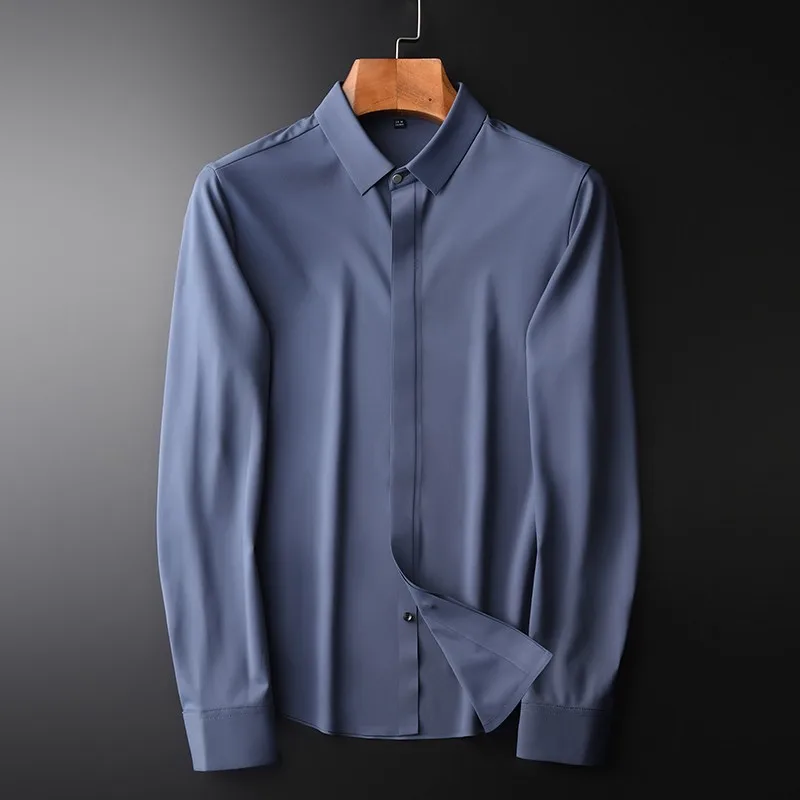 

Classic Solid Color Male Shirts High Quality Long Sleeve Autumn Mens Dress Shirts 4xl Fashion Slim Fit Man Shirts