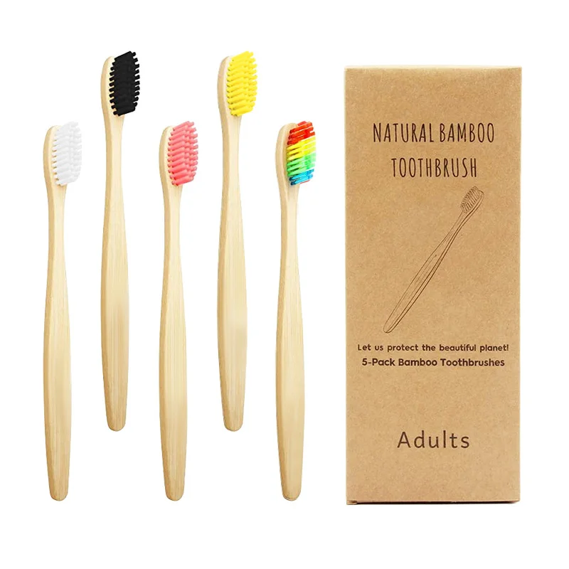 

Biodegradable Charcoal Bamboo Toothbrushes Soft Bristles 5Pack Compostable Eco-Friendly Natural Organic Reusable Toothbrush