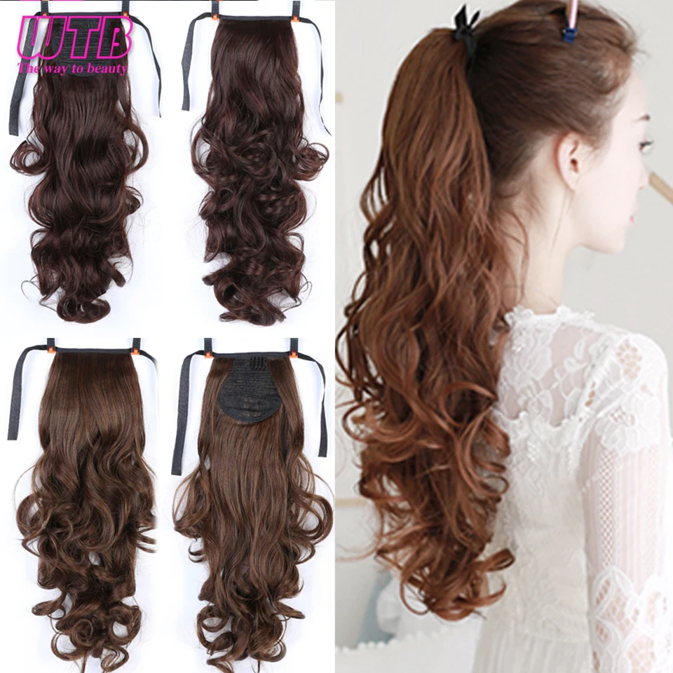 WTB Синтетические Длинные Прямые Шнурки конский хвост клип в наращивание волос