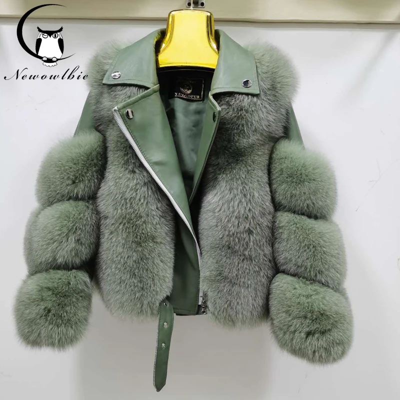 Winter New Fashion Real Fox Fur Coats With Genuine Sheepskin Leather Wholeskin Natural Fox Fur Jacket Outwear Luxury Women enlarge