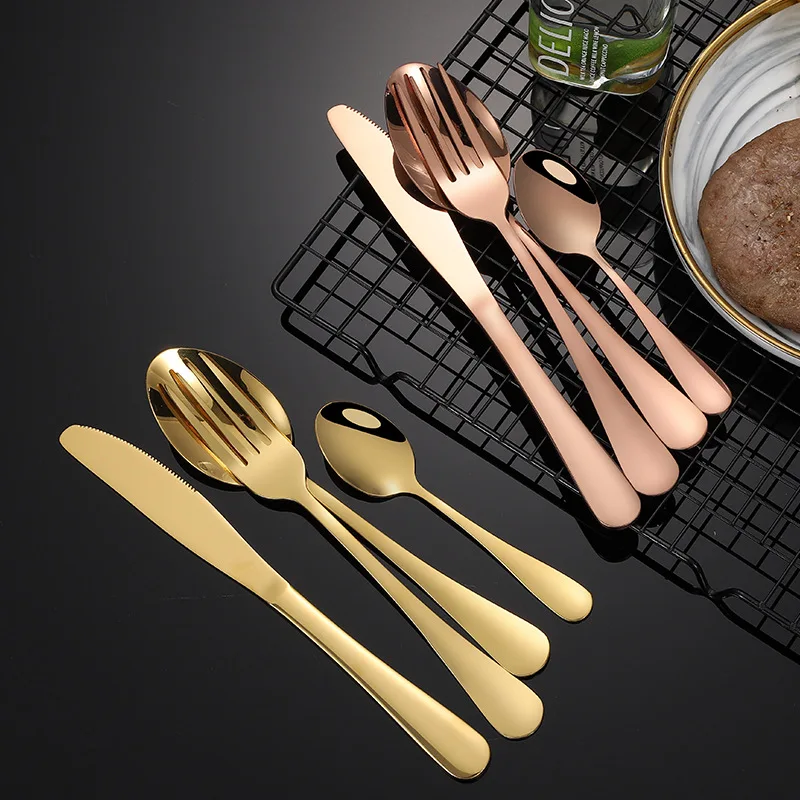 

4PCS Stainless Steel Tableware Home Cutlery Set Camping Dinnerware Portable Spoon Fork Student Flatware Kitchen Utensils
