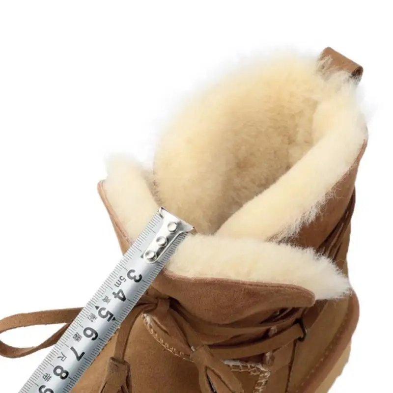 RIZABINA Real Leather Women Snow Boots Plush Fur Winter Shoes Warm Flats Ankle Fashion Casual Footwear Size 34-43 | Обувь
