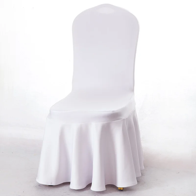 

Thickened Skirt Dining Chair Cover White Elastic Chair Slipcover Stretch Chair Cover for For Kictchen Wedding Party Hotel