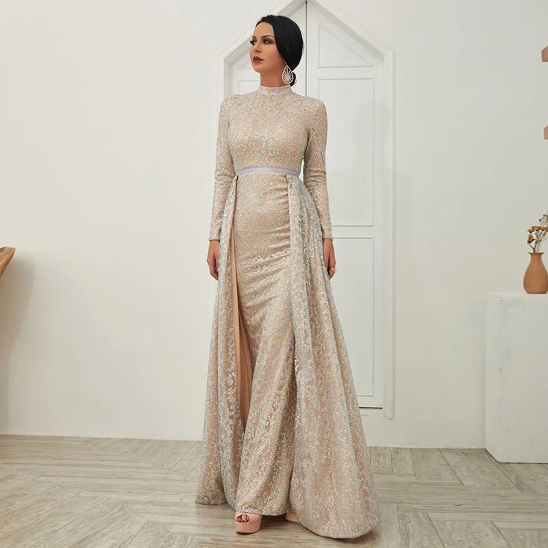 Фото Женское роскошное вечернее платье блестящее со съемной юбкой - купить