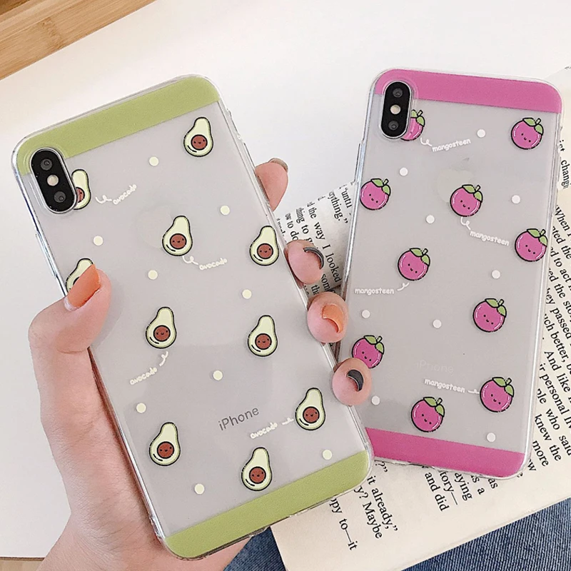 Милые Мультяшные фрукты узор телефон чехол для iPhone 6 6s 7 8 Plus X Xs XR Max Мягкий ТПУ