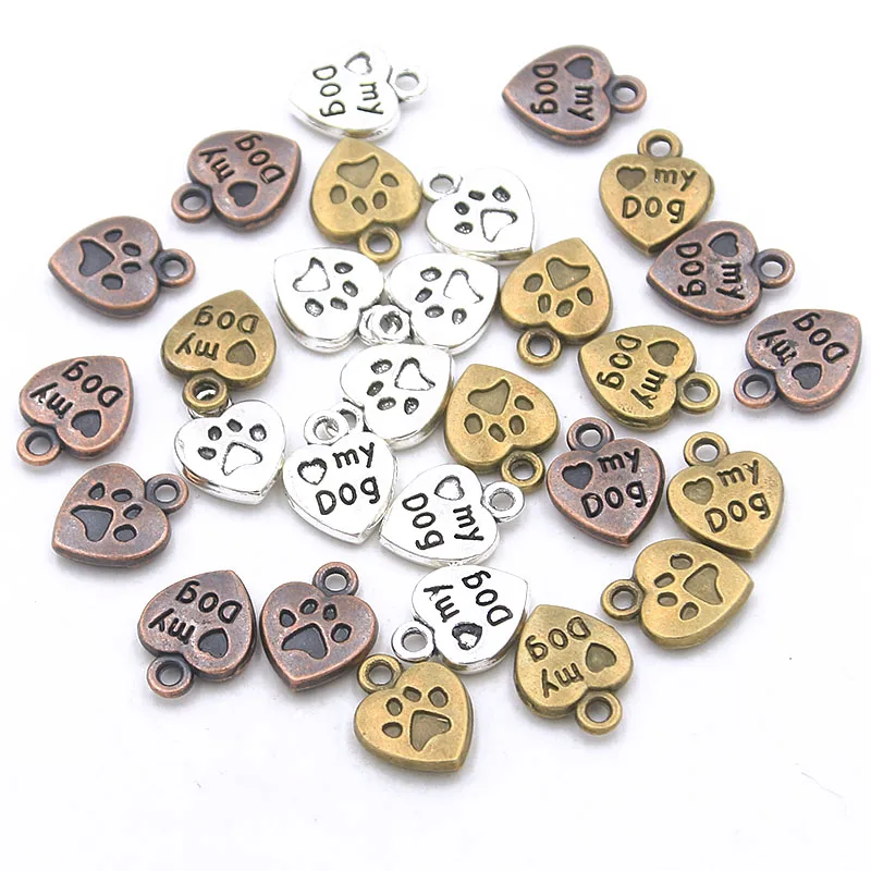 

30 шт., 10*13 мм, трехцветные Подвески «Моя собака» из металлического сплава