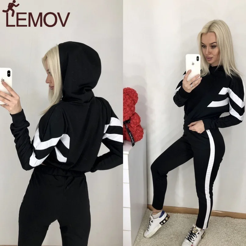 Женский Повседневный костюм ZOGAA полосатый свитер + брюки 2 комплекта