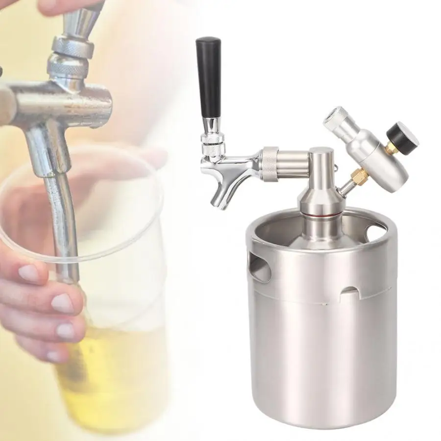 

2L Stainless Steel Beer Keg Homebrew Keg System Kit with Carbonator Faucet Mini CO2 Regulator Beer Keg Beer Kegging Equipment