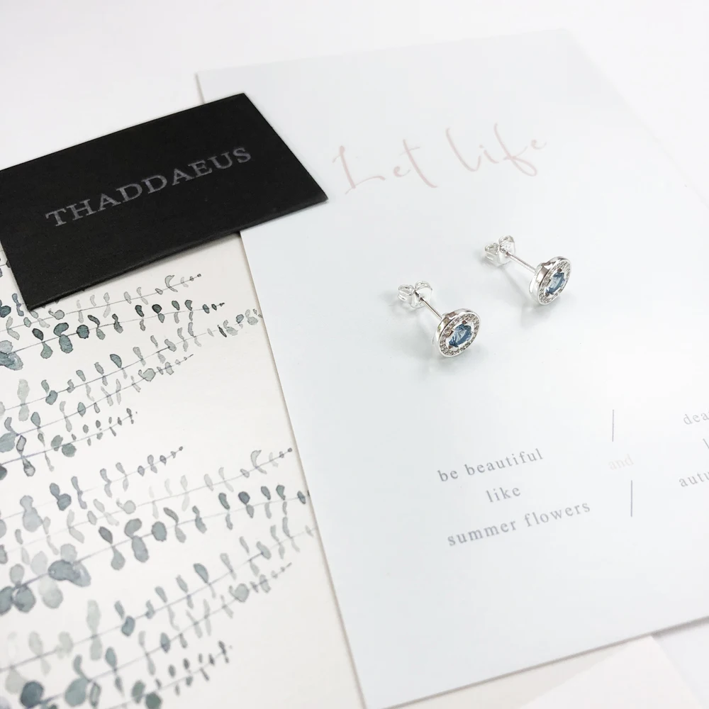 Круглый светильник синий серьги гвоздики Европа Стиль Модные Качественные