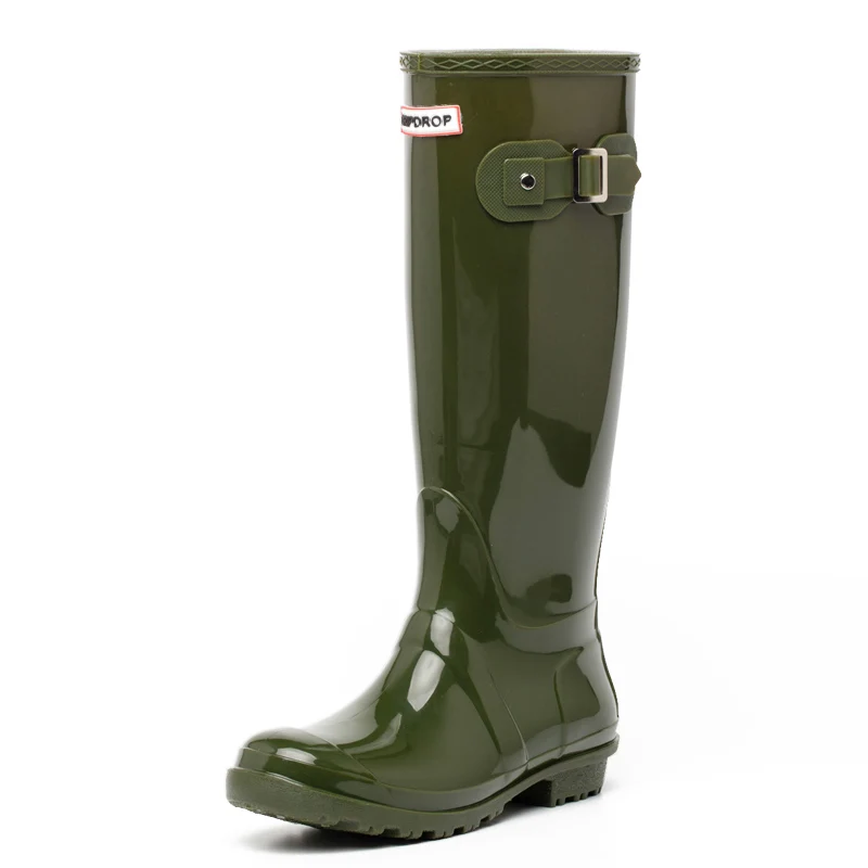 Bright Army Green ; резиновые сапоги для дождливой погоды; высокие непромокаемые сапоги для женщин в британском стиле; классические водонепроницаемые резиновые сапоги; женские резиновые матовые сапоги - Цвет: Bright Army Green