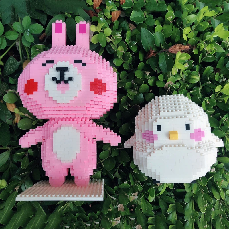 

Anime Pet Pink Rabbit 3D Model Building Blocks DIY Cartoon Dolls Children's Educational Mini Diamond Brick Children's Toy Gifts