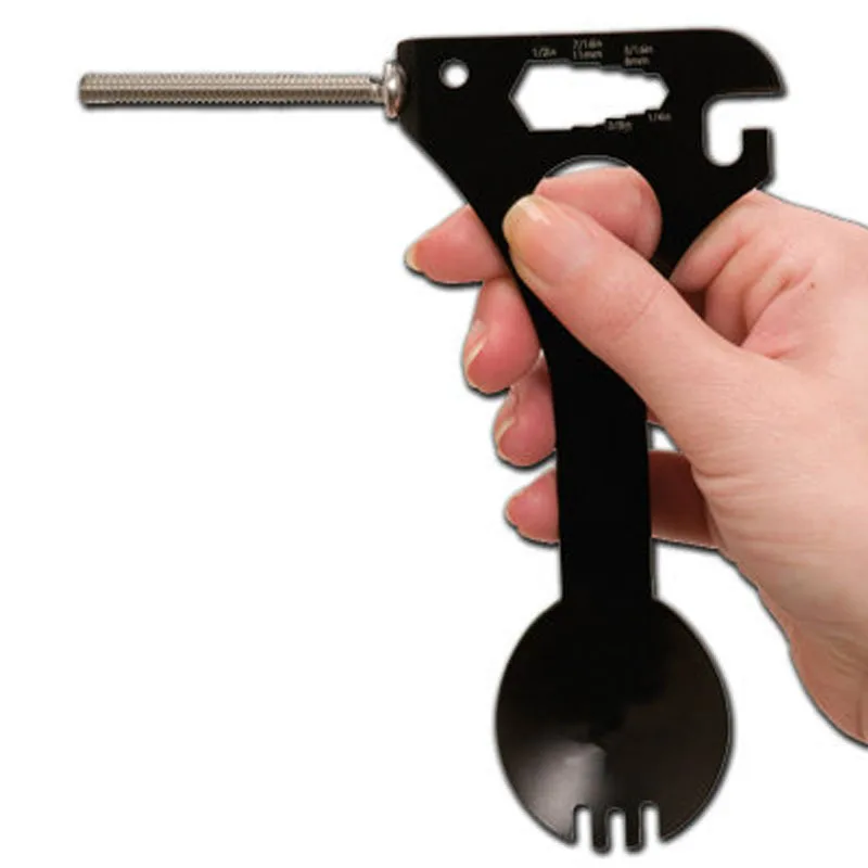 EDC Multifunctional Tableware Spoon Fork With Carabiner Camping Picnic Emergency Can Bottle Opener Wrench Travel Survival Tools |