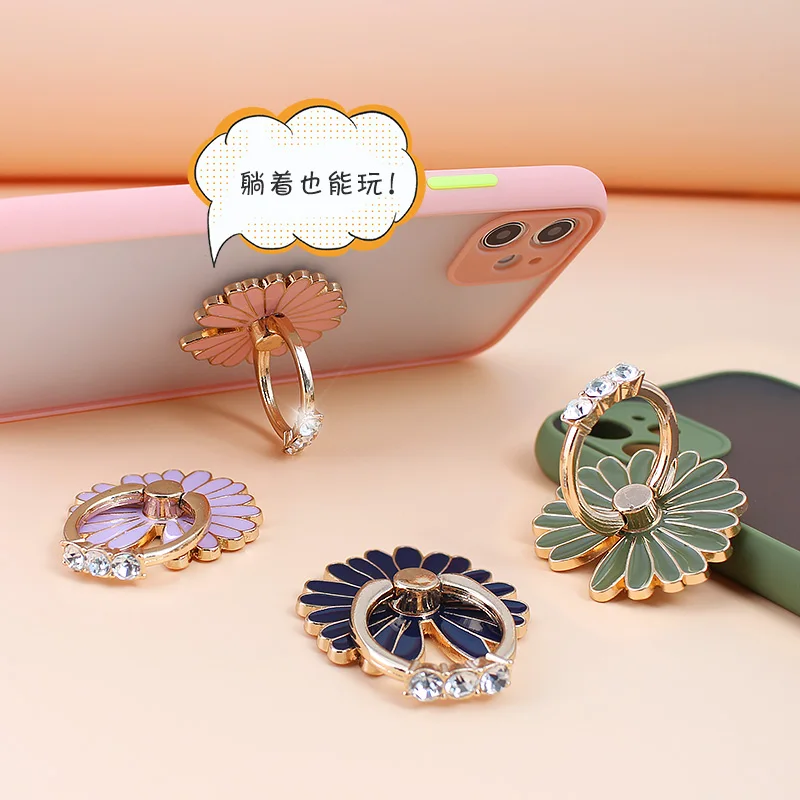 360 degree metal finger ring smartphone flowers stand holder mobile phone holder stand for iphone ipad huawei all smart phone free global shipping