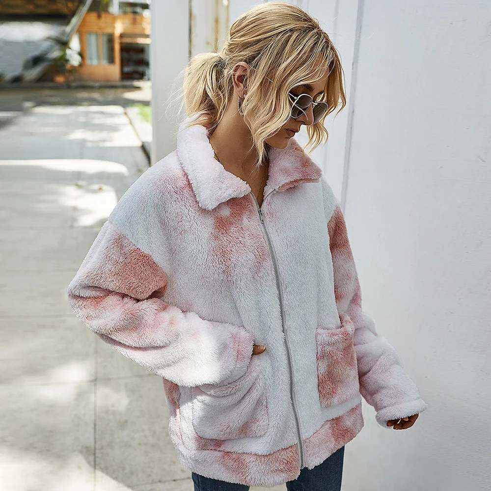 

2021 New Women's Winter Tie-dyed Fur Coat Women