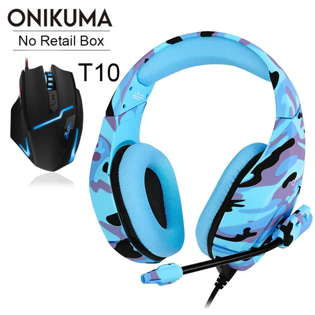 Mouse with Headset ONIKUMA K1 гарнитура наушники для PS4 Xbox One PC Игровые наушники с микрофоном для ноутбуков планшетов наушники - Цвет: Mouse with Headset