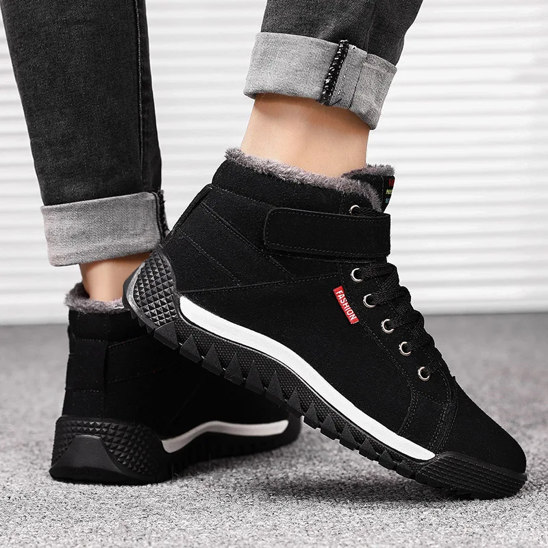 Самая популярная зимняя мужская хлопковая обувь с высоким берцем флисом мужские