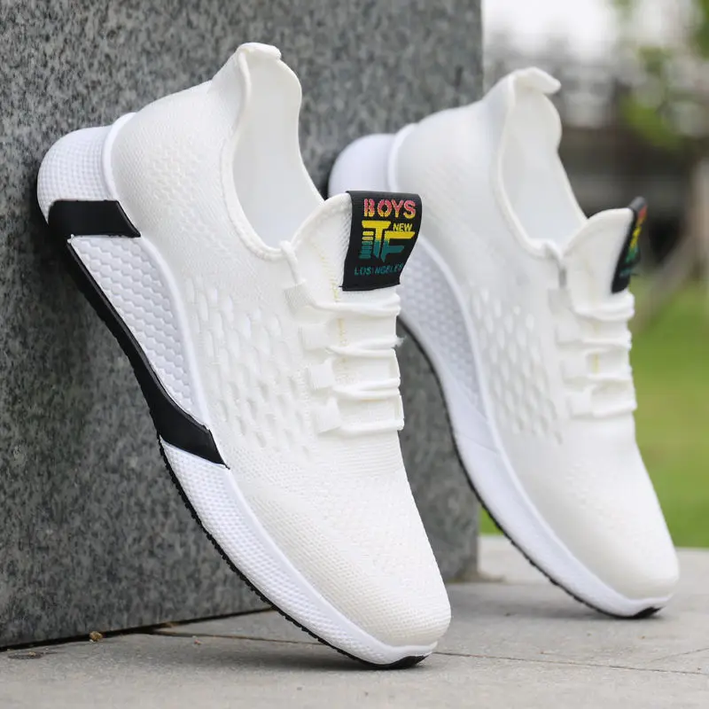 

Men's shoes new lace-up mesh white shoes sports shoes men's fashion casual flat shoes driving shoes outdoor work shoes
