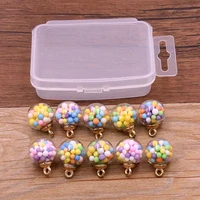 10pcs 4color 16mm transparent glass ball colorful beads charm with box for bracelet necklace jewelry making diy earring finding
