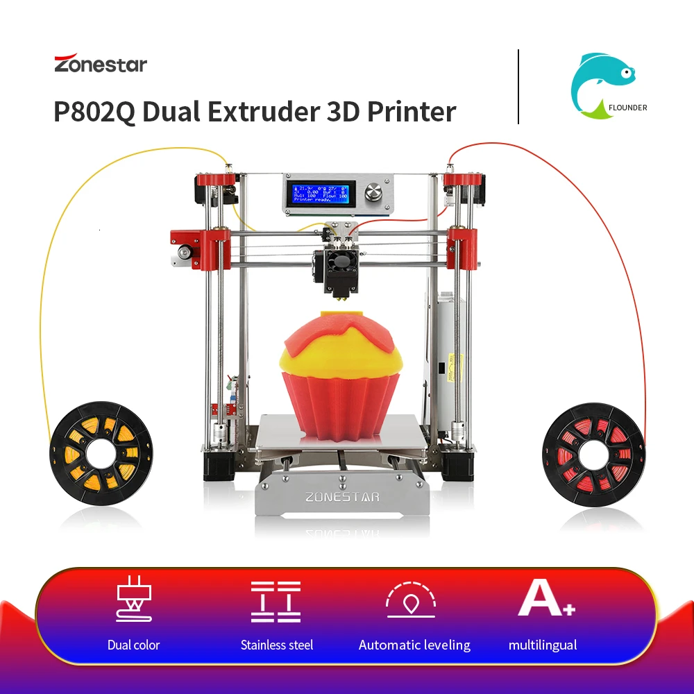 Günstig Heißer Verkauf Dual Extruder Edelstahl Rahmen Open Source Optional Auto Level Laser Gravur Günstige 3D Drucker DIY Kit Freies Schiff
