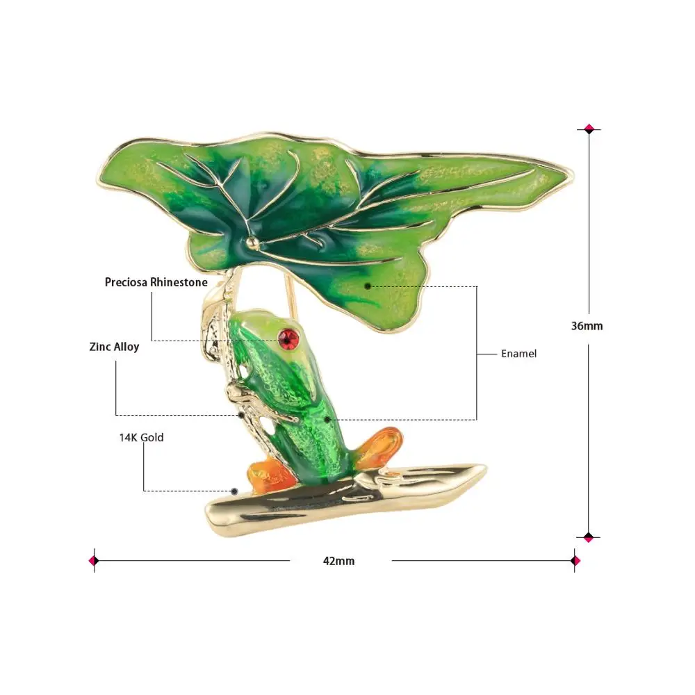 Neoglory милые лягушки и в виде листка лотоса броши для женщин зеленый эмалевой