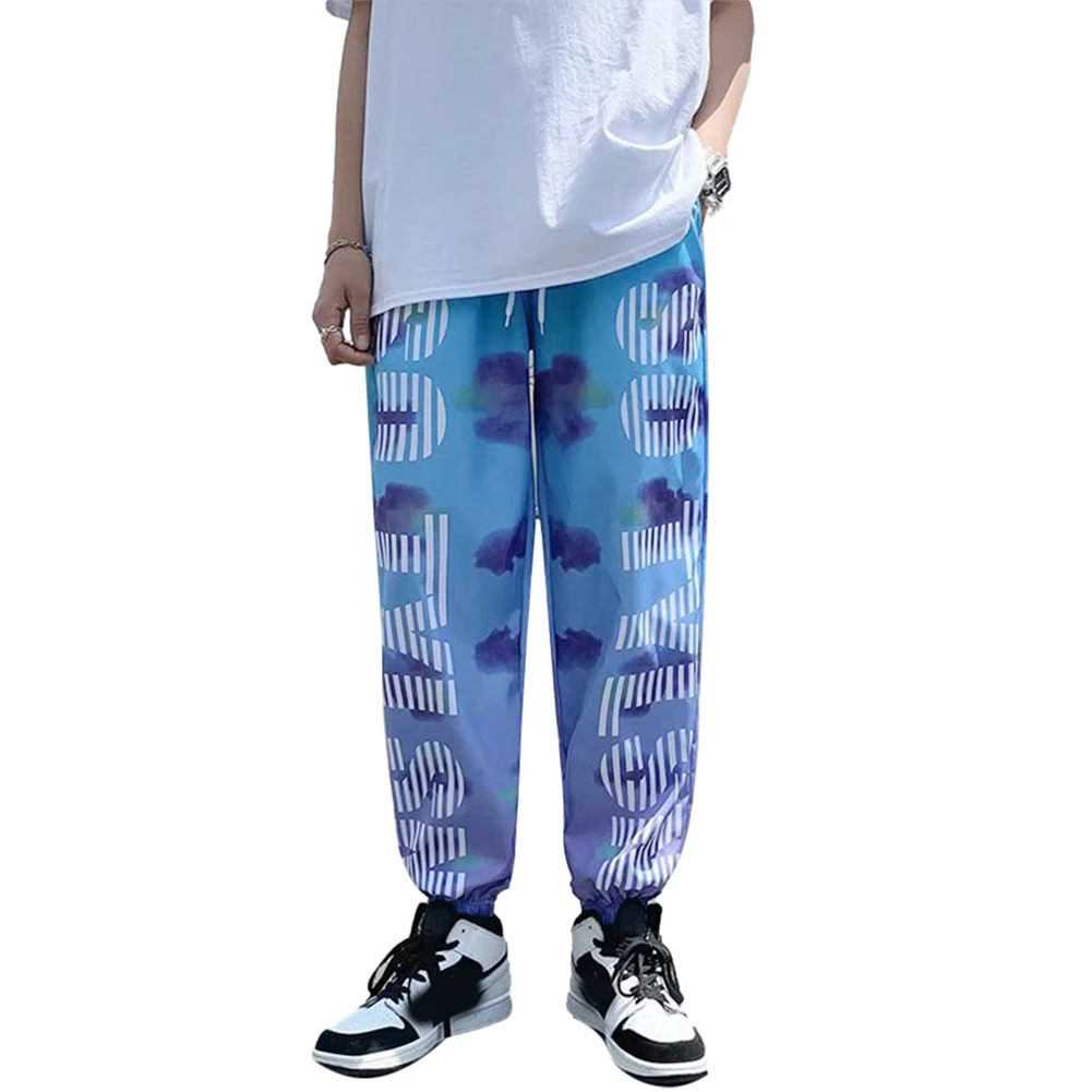 

2021 New Hip Hop Streetwear Joggers Pants Drawstring Trousers Clouds Printed Harem Pants Gradient Color Sweatpants for Men Women