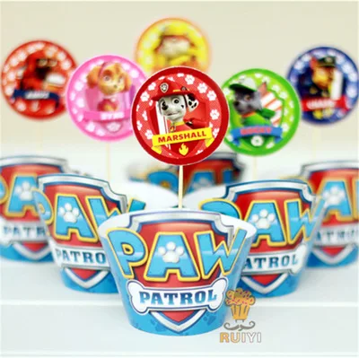 

2021 new original paw patrol themed cakes around the edge of the card children's birthday party cake decoration supplies.