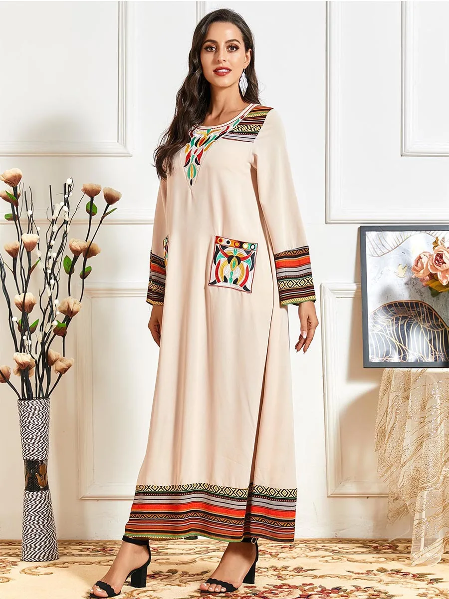 

Embroidery Muslim Dress Eid Mubarak Abaya Women Dubai Turkey Moroccan Kaftan Islam Caftan Party Vestido Clothing Musulman Ropa
