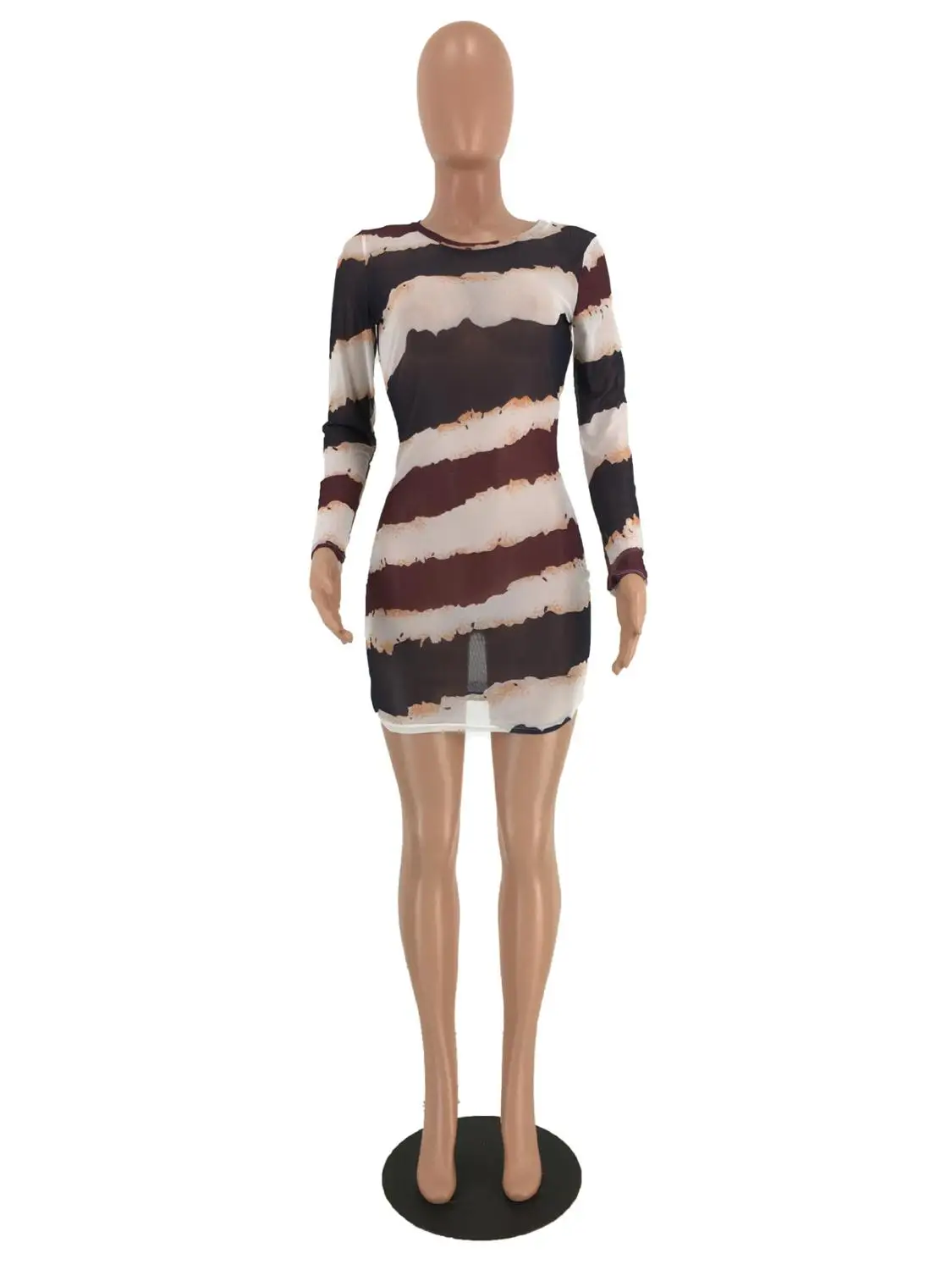 Женское новое модное сексуальное мини-платье с круглым вырезом в полоску цветное