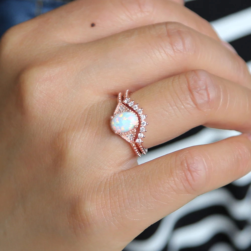 2 шт./комплект кольцо из розового золота с фианитом в форме яйца | Украшения и