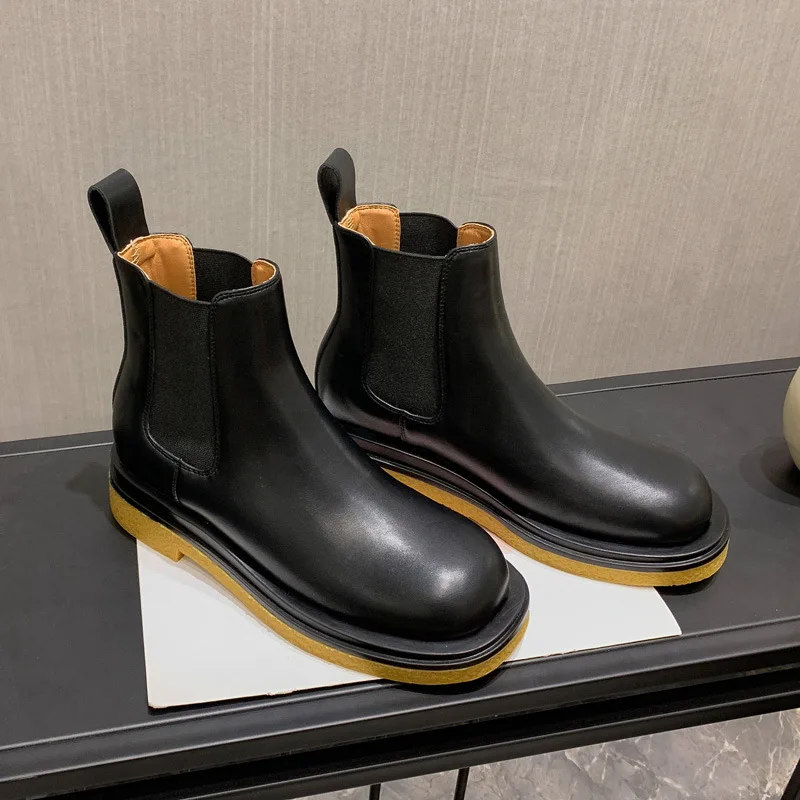 

Осенние модные Винтажные ботинки, женские кожаные ботинки на массивном каблуке и платформе, женская обувь на шнуровке, ботильоны челси для ...