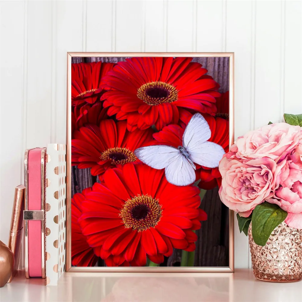 huacan Diamond живописи пяльцев цветочные полной площади кристалл шитья самолет