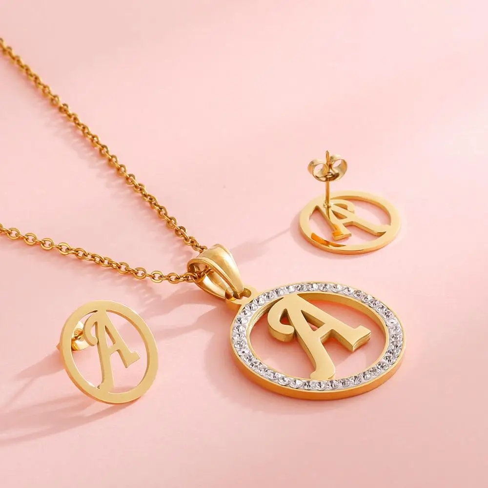Kalen Новый дешевый ювелирный набор с буквенным принтом женские Стразы и Золотая
