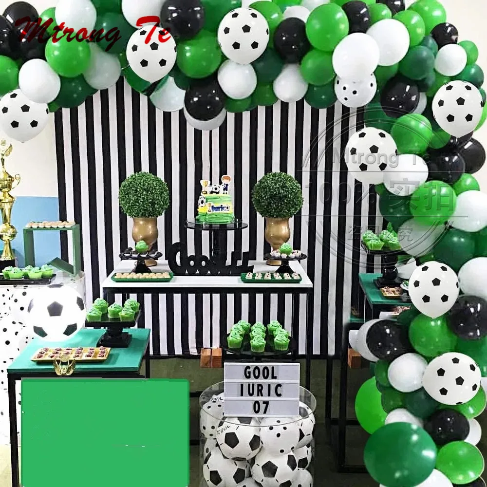 

87pcs Soccer Party Balloon Garland Kit 12inch Football Printed Balloons with 16ft Srip for Football Party Decoration Air Globos