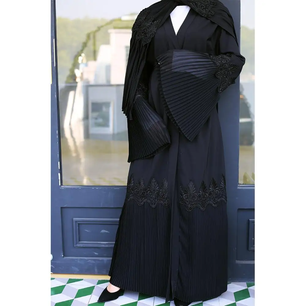 Открытый передний abaya Дубай длинный кардиган Женские мусульманские Длинные