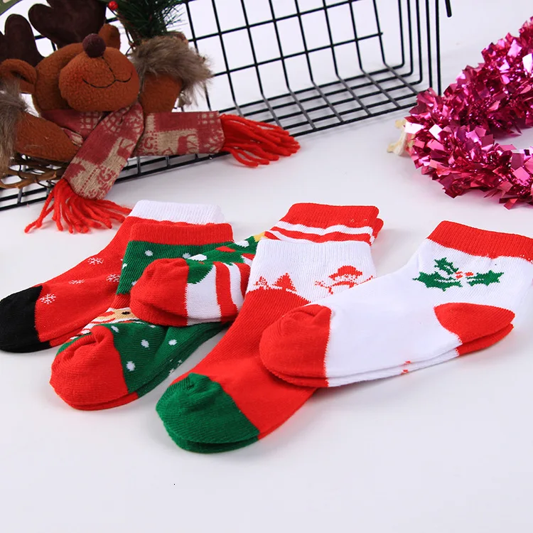1 пара детских носков хлопковые высококачественные красные рождественские носки