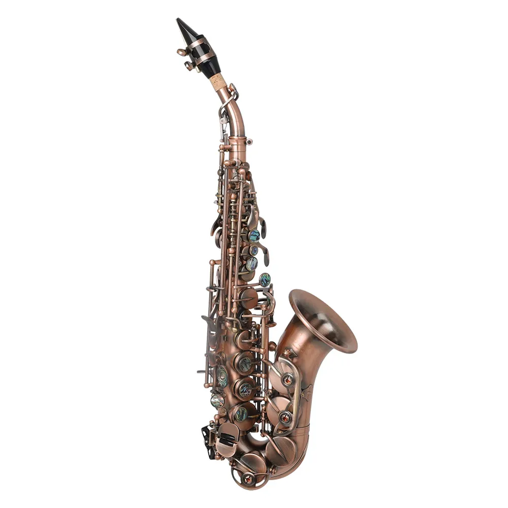

Red Antique Soprano Saxophone Bb Key Woodwind Instrument Brass High Quality