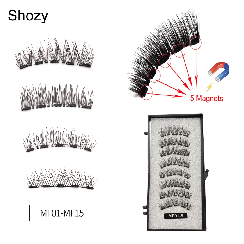 Shozy наборами по 2 пары/8 шт. Магнитный ресницы с 5 магниты ручной работы 3D накладные