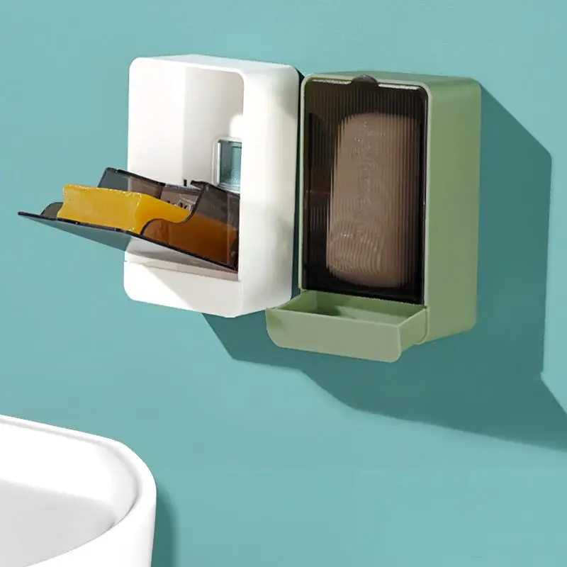 

Creative Dust-proof Drainage Soap Box With Lid Wall-mounted Bathroom Soap Case