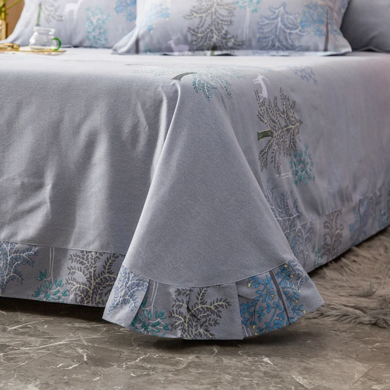 

Europe Cotton Bedding Sheets High Quality Pink Star Ruffle Bed Flat Sheet Twin Full Queen King Size Bed Sheet No Pillowcase