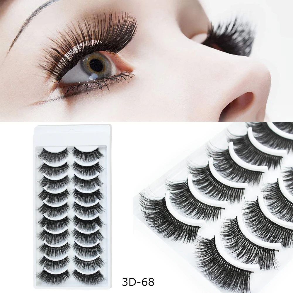 Женские 10 пар/кор. 3D натуральные накладные ресницы с крылышками инструменты для