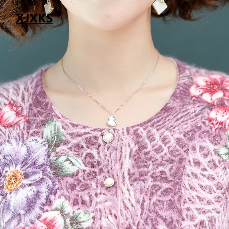 XJXKS модный однобортный женский кардиган с принтом Осень-зима 2019 новый