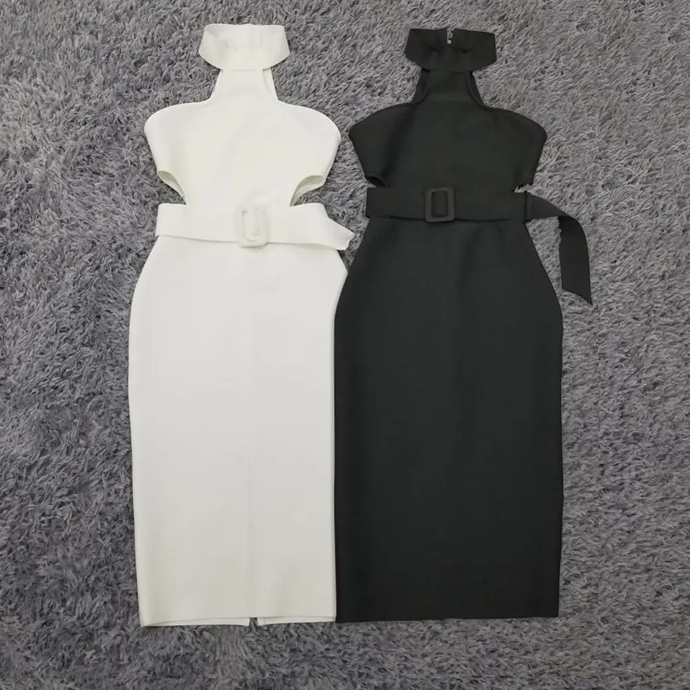 

Halinfer 2020 New Arrival Fashion Women Sexy O Neck Sleeveless Bandage Bodycon Dress