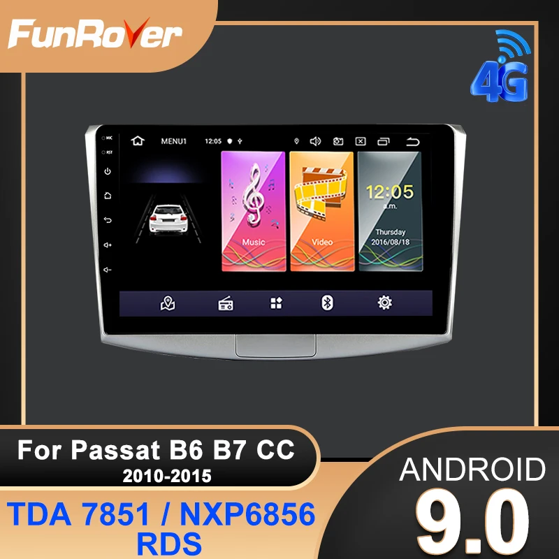 Funrover 2.5D + IPS автомобильный радиоприемник мультимедийный dvd плеер Android 9 0 навигация