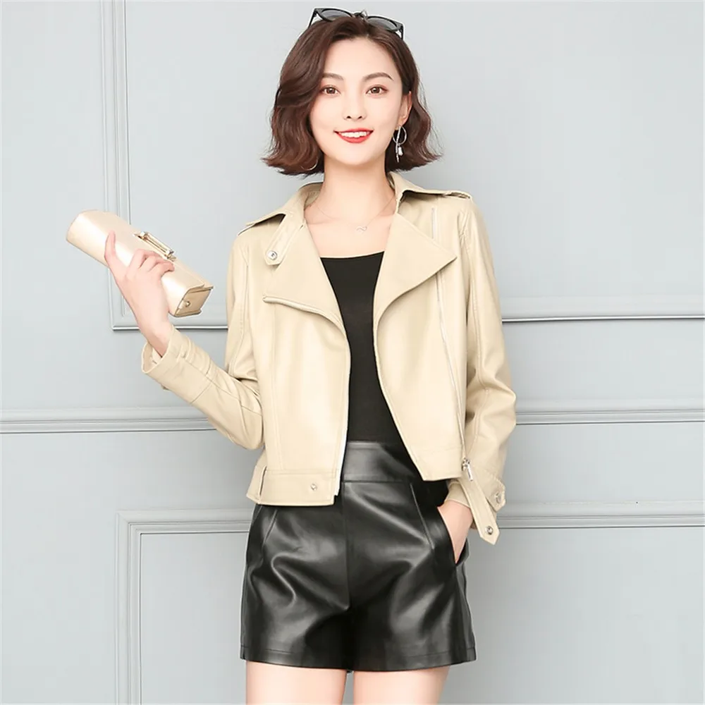

Autumn Winter Women Leather Jacket Zipper Short Coat Female Punk Bomber Jaqueta Outwear Loose Faux Moto Biker Lady Outerwear