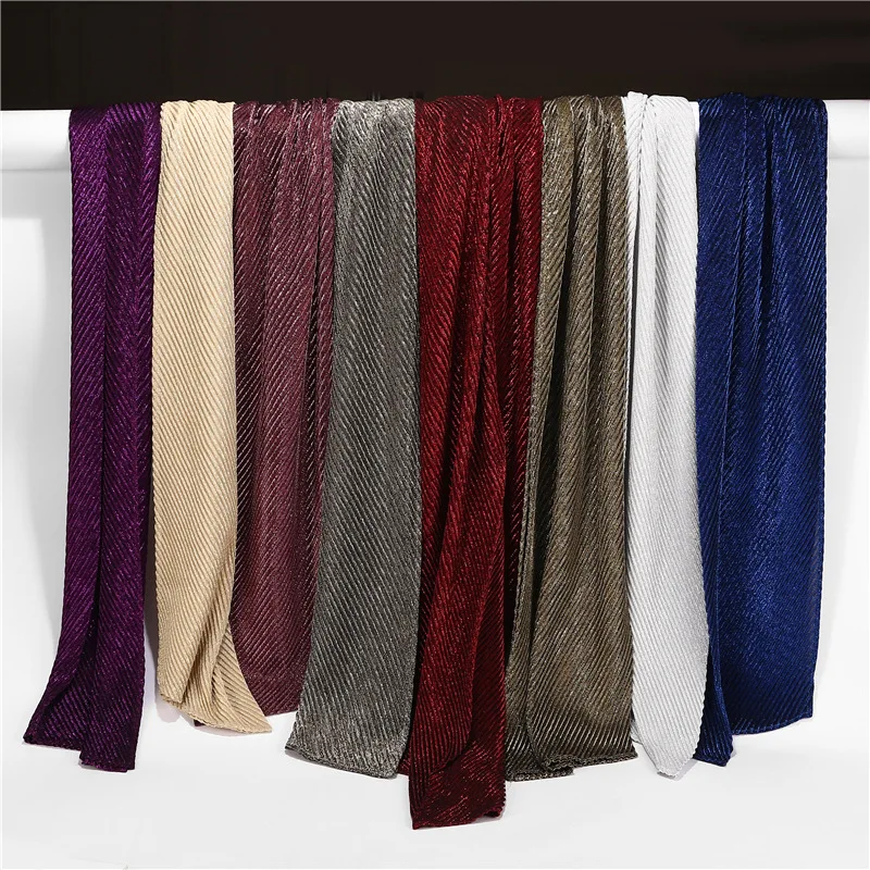 10 шт./лот хиджаб шарф вуаль женский мусульманский тюрбан Блестящий металлический