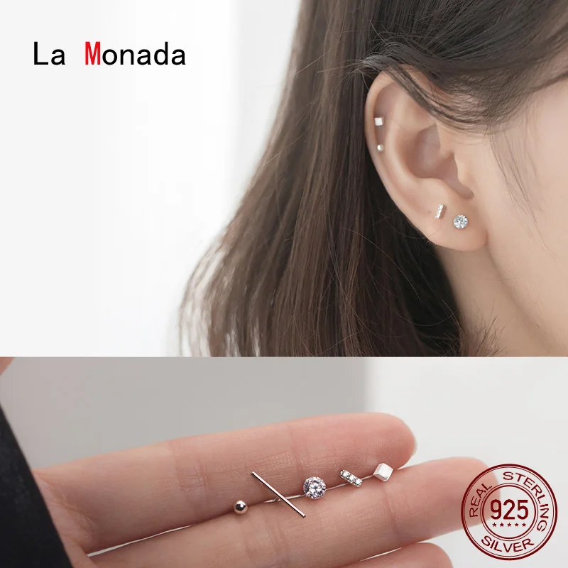 

Женский комплект из серебра 925 пробы La Monada, серьги-гвоздики из серебра 925 пробы, ювелирное изделие из стерлингового серебра 925 пробы, серебрян...