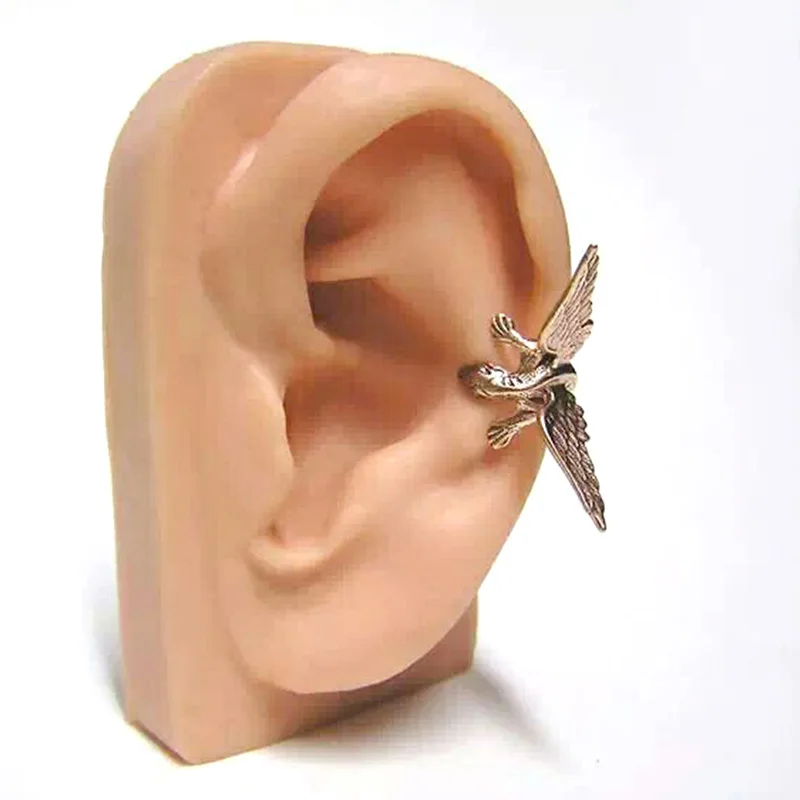 Женские винтажные серьги манжеты в виде крыльев дракона стиле панк розовое