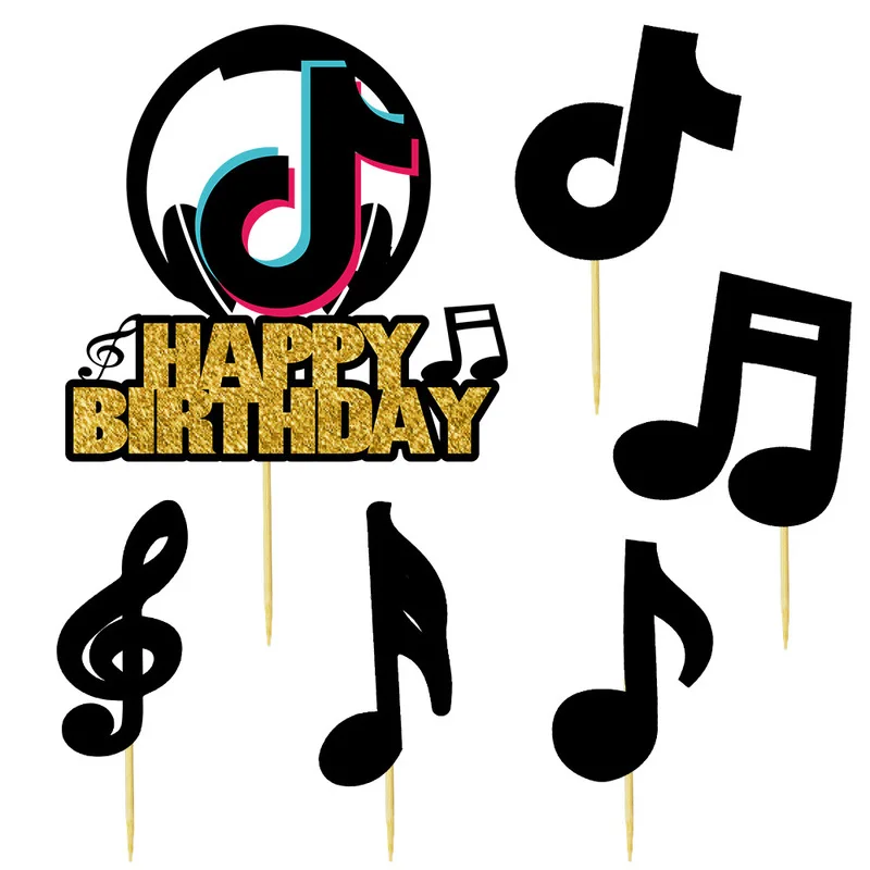 

21Set hort Video Party Supplies TIK Theme Birthday Cake Topper Festive Party Decorations cake topper Party Decor