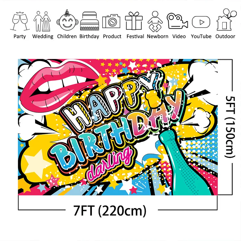 Mocsicka Happy Birthday Backdrops For Photo Shoots Boom Party Banner Decoration Photography Studio | Электроника
