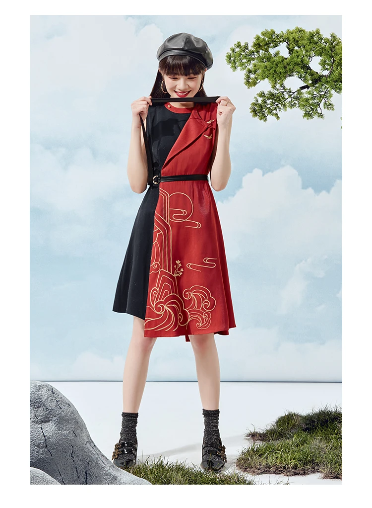 

2020 summer new improved Han element dress Tang round neck Robe